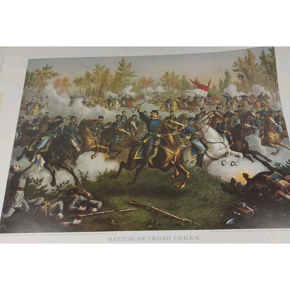 Battle of the Civil War "Battle of Cedar Creek" Kurz & Allison Lithograph